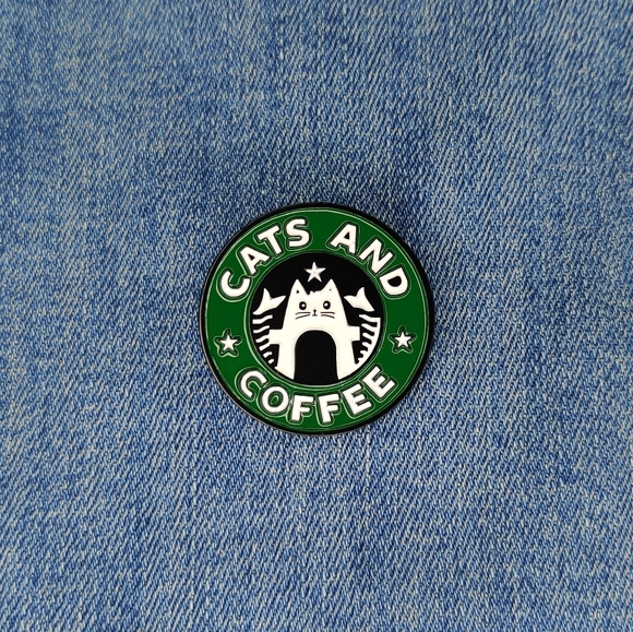 Cassãj Accessories - 2/$20 Cats and Coffee Starbucks Themed Enamel Pin